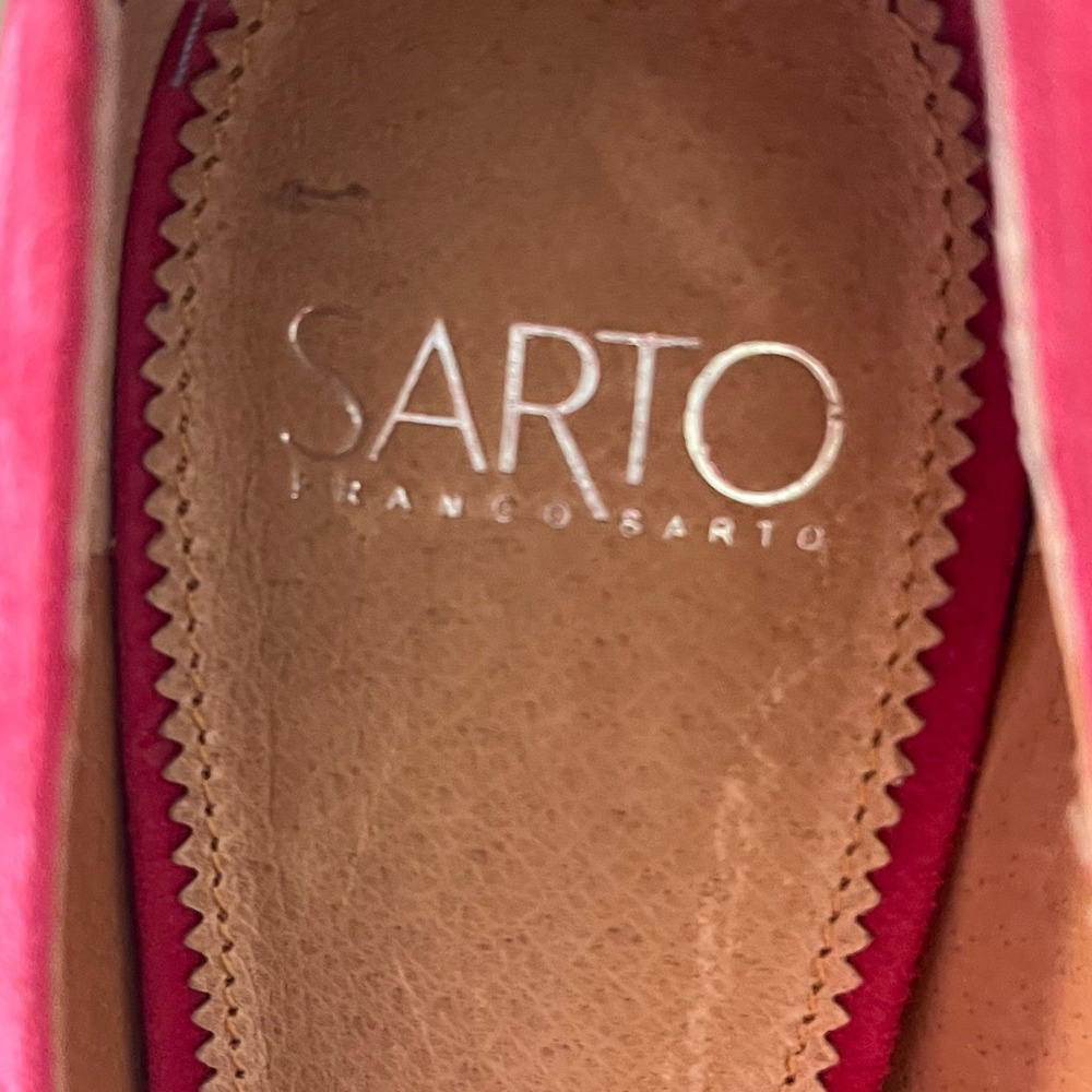 Franco Sarto SARTO Red Suede Block Heel Pumps Ankle Strap Womens 9 M NWOB - Picture 6 of 7